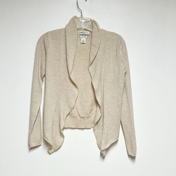 New Banana Republic 100% Cashmere open front Cardigan cream Sz S Petite - Picture 1 of 5